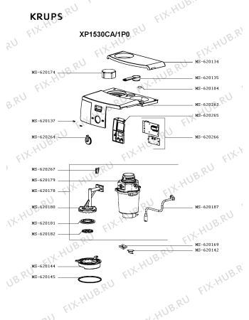 Взрыв-схема кофеварки (кофемашины) Krups XP1530CA/1P0 - Схема узла WP002872.4P2