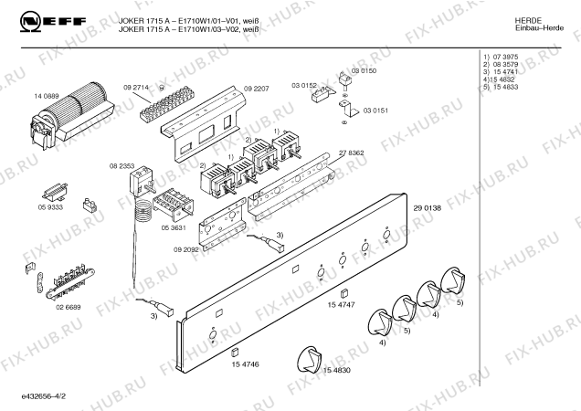 Схема №1 E1710W1 JOKER 1715 A с изображением Панель управления для плиты (духовки) Bosch 00290138