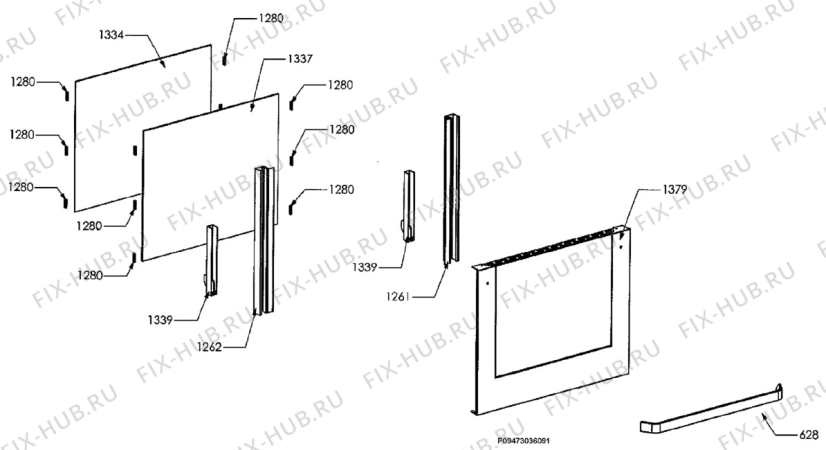 Взрыв-схема плиты (духовки) Zanussi Electrolux ZCM1080X - Схема узла Section 6