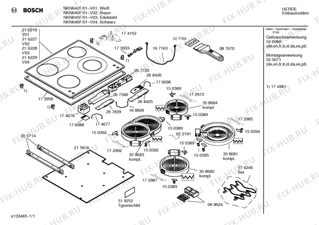 Схема №1 NKP640E с изображением Инструкция по установке/монтажу для духового шкафа Bosch 00525071