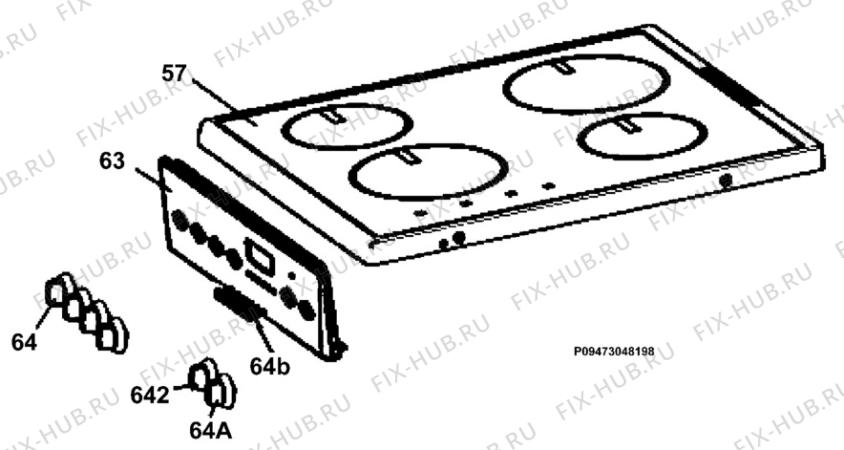 Взрыв-схема плиты (духовки) Electrolux EKD514500X - Схема узла Section 4