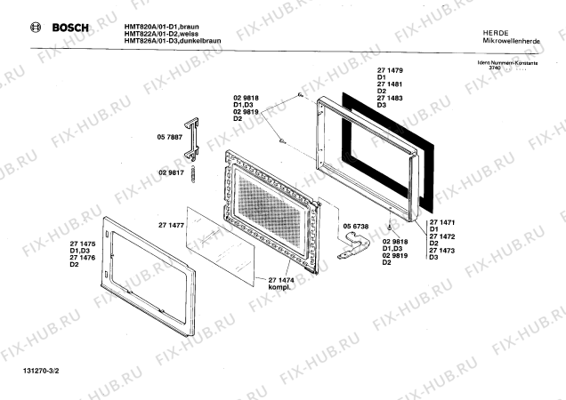 Схема №3 H5851F0GB GB-6150.14 с изображением Винт для микроволновой печи Bosch 00029818