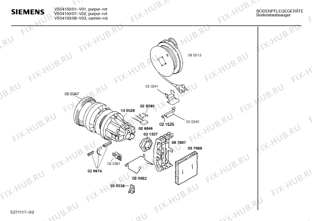 Схема №3 VS54150 SUPER 541 с изображением Нижняя часть корпуса для пылесоса Siemens 00295254