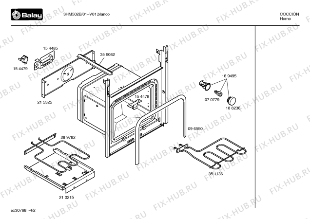 Схема №2 3HM502B с изображением Панель для электропечи Bosch 00357044