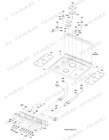 Взрыв-схема плиты (духовки) Rex Electrolux RKK961326W - Схема узла Section 1