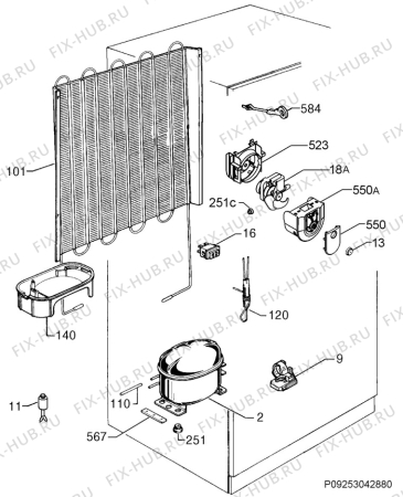 Взрыв-схема холодильника Rex Electrolux RRD43353M - Схема узла Cooling system 017