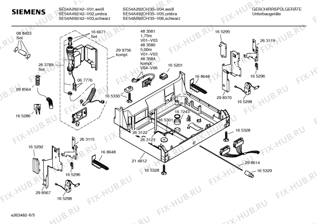 Взрыв-схема посудомоечной машины Siemens SE54A492CH - Схема узла 05