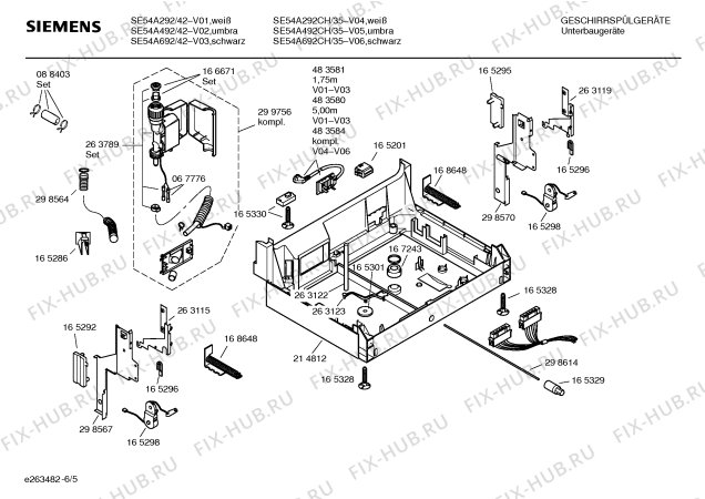 Взрыв-схема посудомоечной машины Siemens SE54A692CH - Схема узла 05