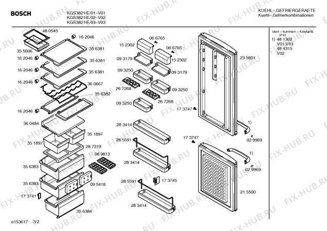 Взрыв-схема холодильника Bosch KGS3821IE - Схема узла 02
