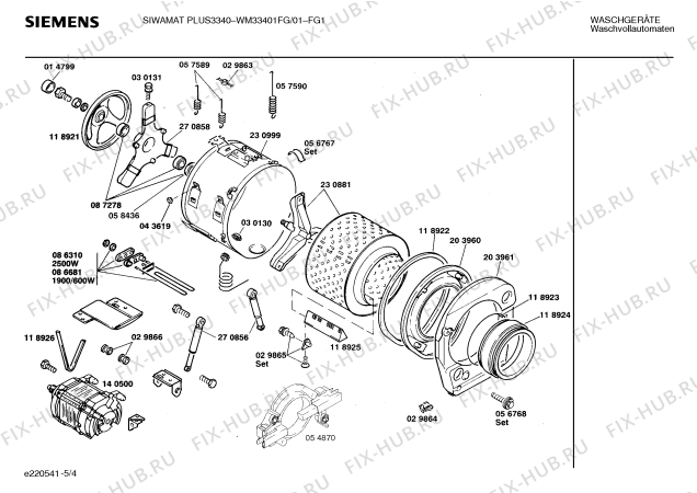 Взрыв-схема стиральной машины Siemens WM33401FG SIWAMAT PLUS 3340 - Схема узла 04