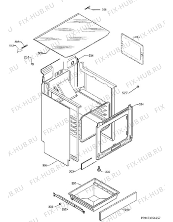 Взрыв-схема плиты (духовки) Electrolux EKK603507X - Схема узла Housing 001