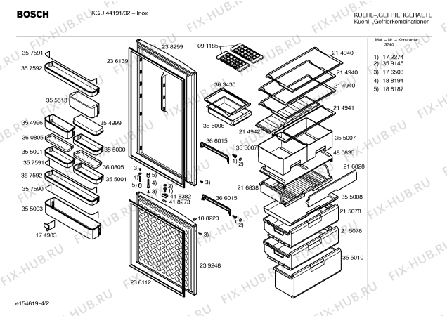 Взрыв-схема холодильника Bosch KGU44191 - Схема узла 02