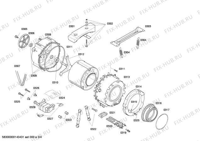 Взрыв-схема стиральной машины Bosch WAE20363GR - Схема узла 03