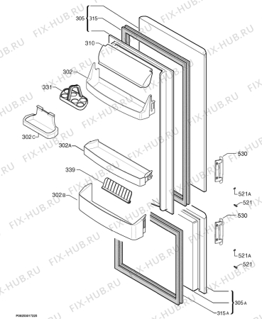 Взрыв-схема холодильника Electrolux ERB3535X - Схема узла Door 003