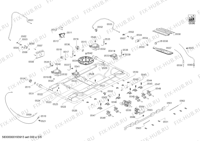 Взрыв-схема плиты (духовки) Bosch HSK75I33SC HSK75I33SC Cocina a gas Bosch Inox - Схема узла 05