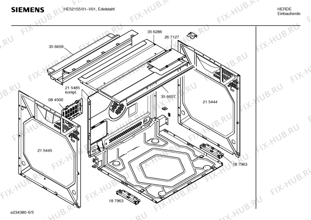 Взрыв-схема плиты (духовки) Siemens HE52155 - Схема узла 05