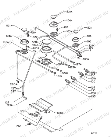 Взрыв-схема плиты (духовки) Zoppas D6640SA - Схема узла Functional parts 267