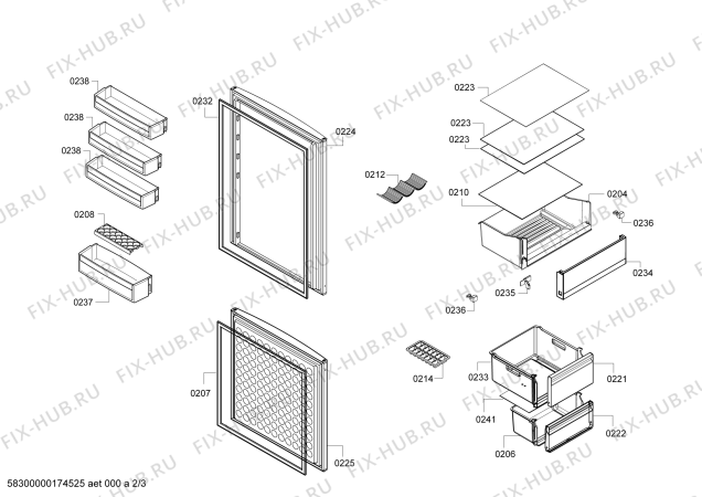 Схема №2 BD3058L3VV Profilo с изображением Дверь морозильной камеры для холодильника Bosch 00713083