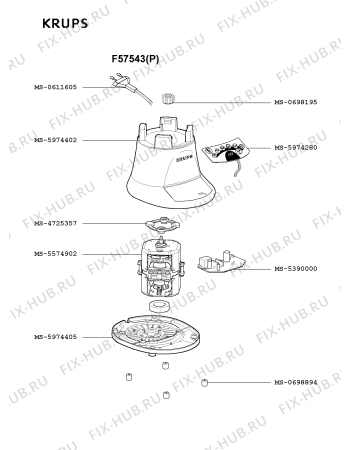 Взрыв-схема блендера (миксера) Krups F57543(P) - Схема узла QP001133.0P2