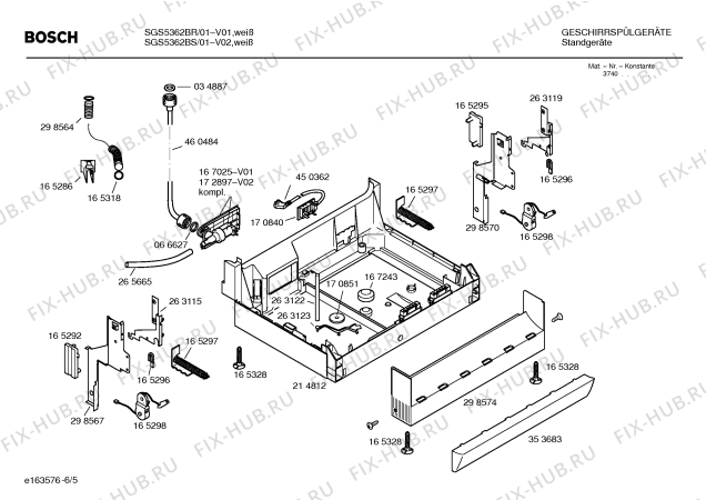 Взрыв-схема посудомоечной машины Bosch SGS5362BR - Схема узла 05