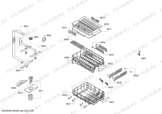 Взрыв-схема посудомоечной машины Bosch SPI68M05TW Super Silence - Схема узла 06