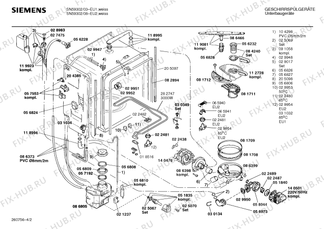 Схема №1 SN59302CH с изображением Панель для посудомойки Siemens 00272201