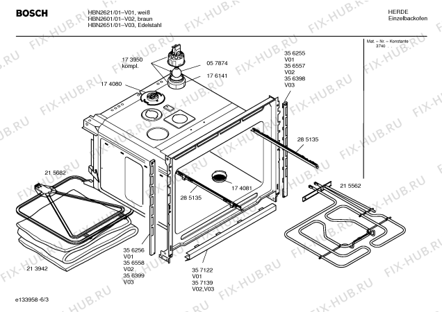 Схема №2 HBN2600 с изображением Панель управления для электропечи Bosch 00357827