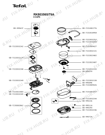 Схема №1 RK803565/79A с изображением Прокладка для электропароварки Tefal US-7222032250