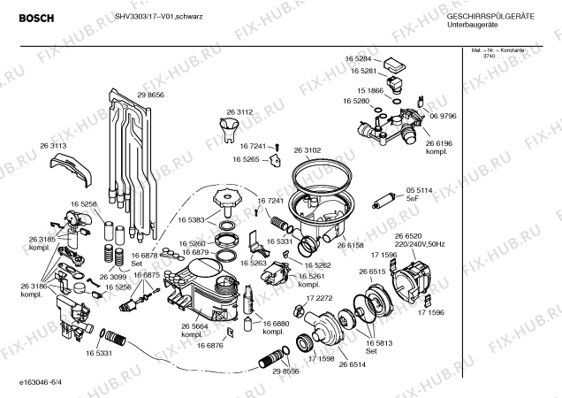 Взрыв-схема посудомоечной машины Bosch SHV3303 - Схема узла 04