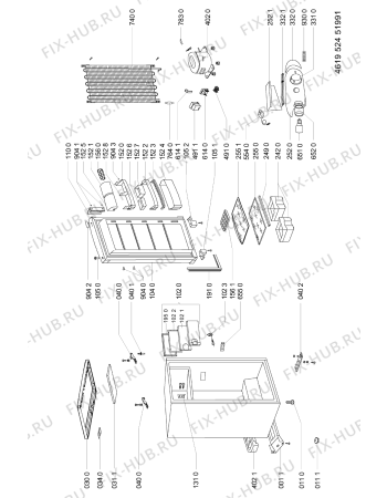 Схема №1 KRA-A Symphony 60/2 с изображением Корпусная деталь для холодильника Whirlpool 481244011196