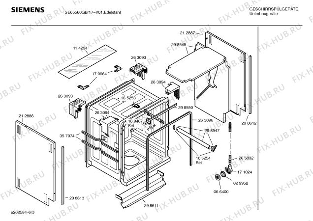 Схема №1 SE65560CH с изображением Инструкция по эксплуатации для электропосудомоечной машины Siemens 00526691