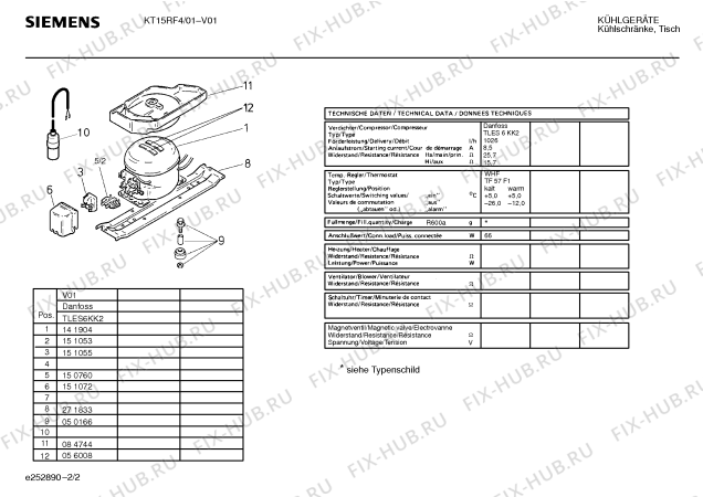 Схема №1 KT15RF4 с изображением Планка ручки для холодильной камеры Siemens 00360093