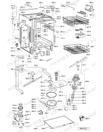 Схема №1 ADG 7550 с изображением Панель для электропосудомоечной машины Whirlpool 480140102447