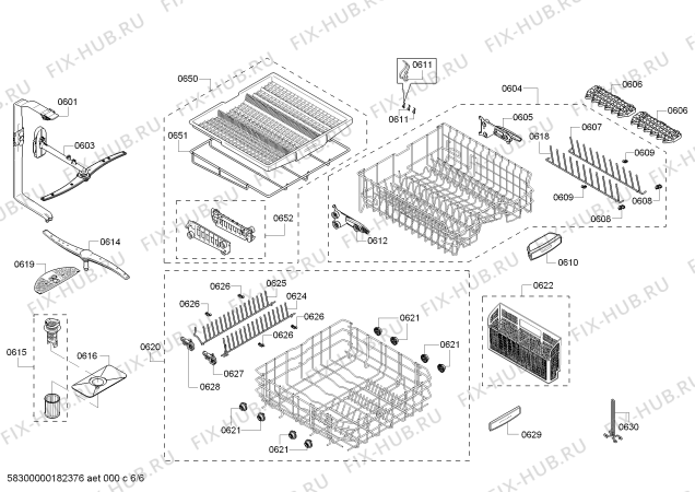 Взрыв-схема посудомоечной машины Bosch SHP68T55UC SilencePlus 44 dBA - Схема узла 06