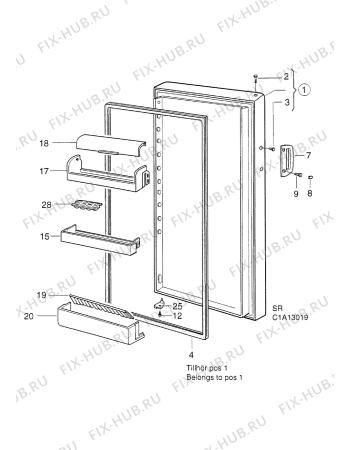 Взрыв-схема холодильника Zanussi ZFC345R - Схема узла Door 003