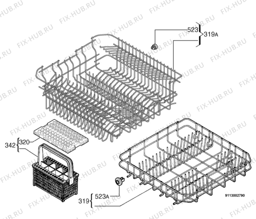 Взрыв-схема посудомоечной машины Far V1206 - Схема узла Basket 160