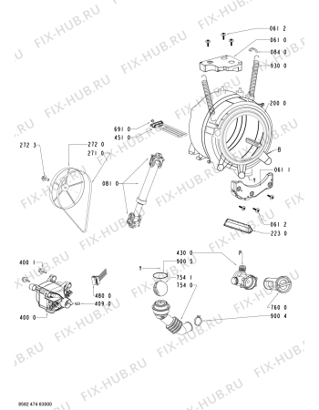 Схема №1 AWO/D 41425 S с изображением Рукоятка для стиралки Whirlpool 480111101522