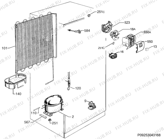 Взрыв-схема холодильника Electrolux ERD30271W - Схема узла Cooling system 017