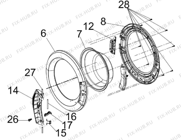 Схема №1 LOP 6052 с изображением Петля люка (двери) для стиралки Whirlpool 482000006063