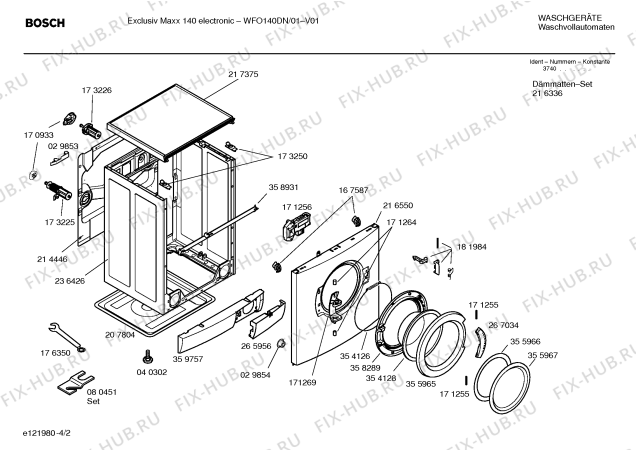 Схема №1 WFO140DN Exclusiv Maxx 140electronic с изображением Инструкция по установке и эксплуатации для стиралки Bosch 00500125