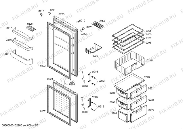 Схема №2 KG33VE30 с изображением Дверь для холодильника Siemens 00684596