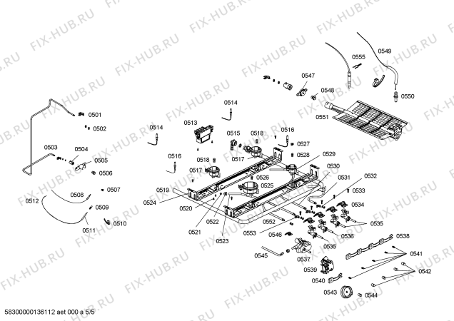 Схема №1 HSG46I45SB с изображением Горелка для плиты (духовки) Bosch 00646446