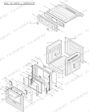 Взрыв-схема плиты (духовки) Indesit FX361I (F028889) - Схема узла