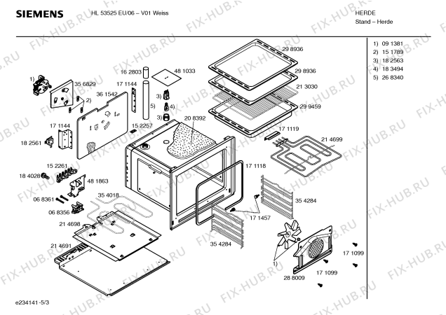 Схема №1 HL53525EU с изображением Инструкция по эксплуатации для электропечи Siemens 00580801
