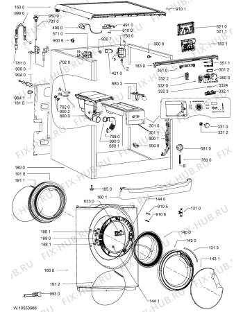Схема №1 AWOE 8548 NB с изображением Модуль (плата) для стиралки Whirlpool 481010559829