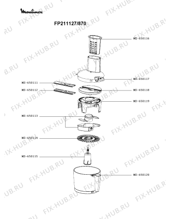 Взрыв-схема кухонного комбайна Moulinex FP211127/870 - Схема узла 9P005048.1P2