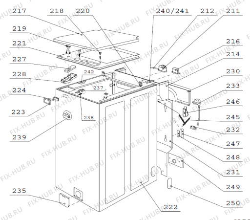 Взрыв-схема стиральной машины Gorenje W592 W592C01A RU   -White 5 kg (900002986, W592C01A) - Схема узла 02