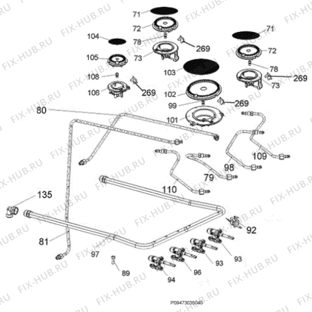 Взрыв-схема плиты (духовки) Electrolux EKG5018 - Схема узла Section 6
