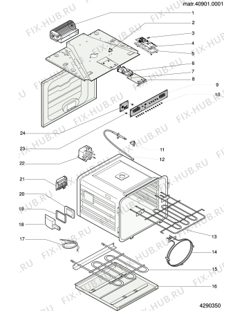 Взрыв-схема плиты (духовки) Ariston FZ100P1AN (F037937) - Схема узла