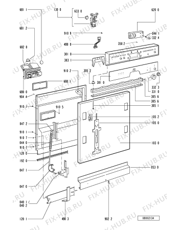 Схема №1 DWF 445 W 900 270 43 с изображением Блок управления для посудомоечной машины Whirlpool 481221478624
